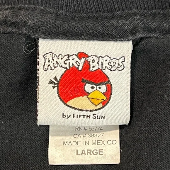 Y2K Angry Birds Space Anim Cartoon Graphic T Shirt Size Large Black S/S - Picture 12 of 13
